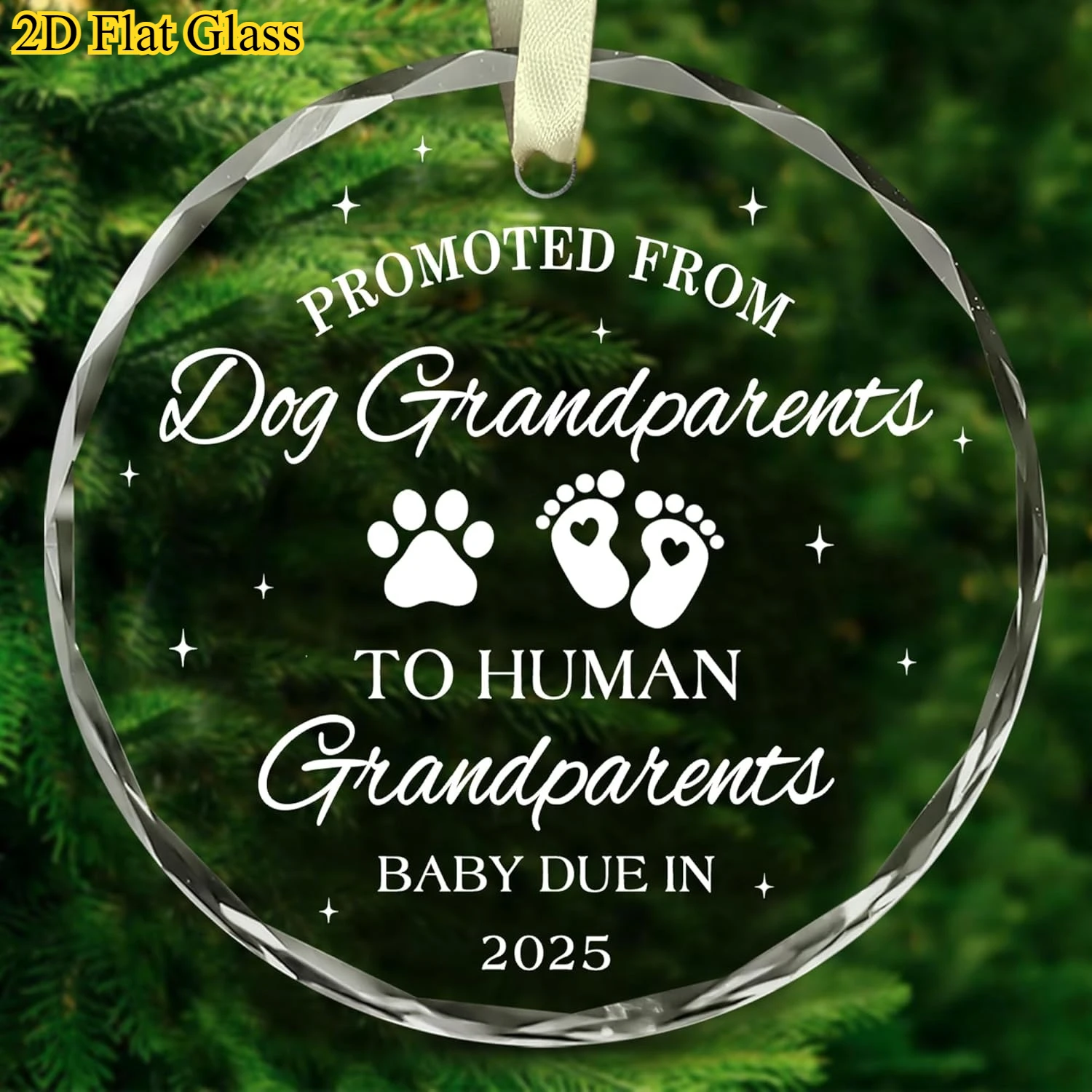 مسطح ثنائي الأبعاد، قطعة واحدة 8 × 8 سم، هدية جد-زخرفة جد لأول مرة، مع طباعة مخالب وتصميم بصمة القدم