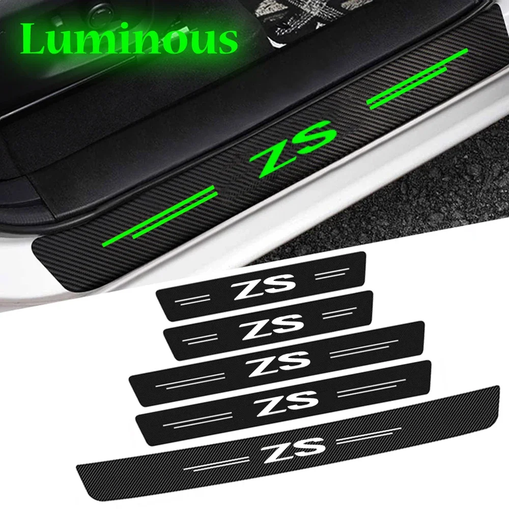 Luminous Strips Car Door Sill Protector Rear Trunk Bumper Threshold Stickers for Morris Garages MG ZS Logo Emblem Accessories