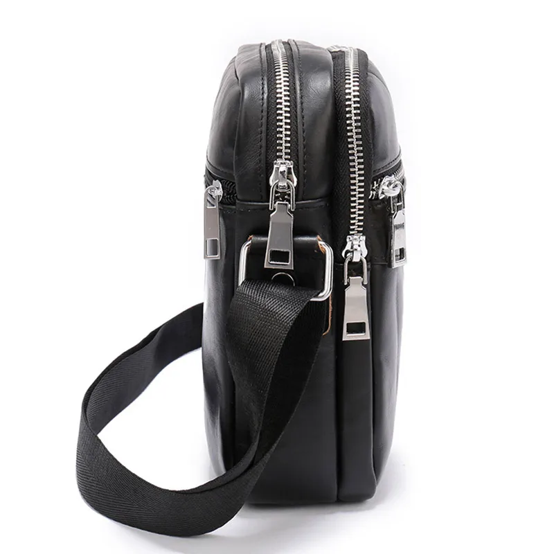 High Quality Men's Genuine Leather Briefcases Middle Size Male Leather Messenger Bags Black Men Shoulder Bag Cross body Bags sac