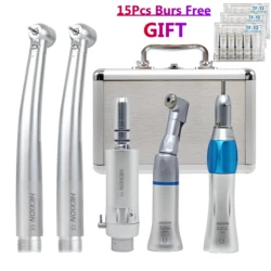 5Pcs/Kit NTape LED High Speed Dental Handpiece Academic Kits+15Pcs Bur Free With Lights Torque Push Button 3 Water Spray 2 Holes
