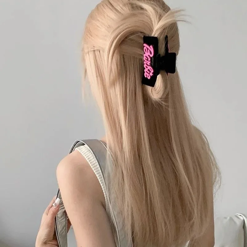 Kawaii Barbie Hair Clip Accessories Pink black Fashion Sweet Girls Bow Headband Shark Clip women hair Accessories Gift for Girl