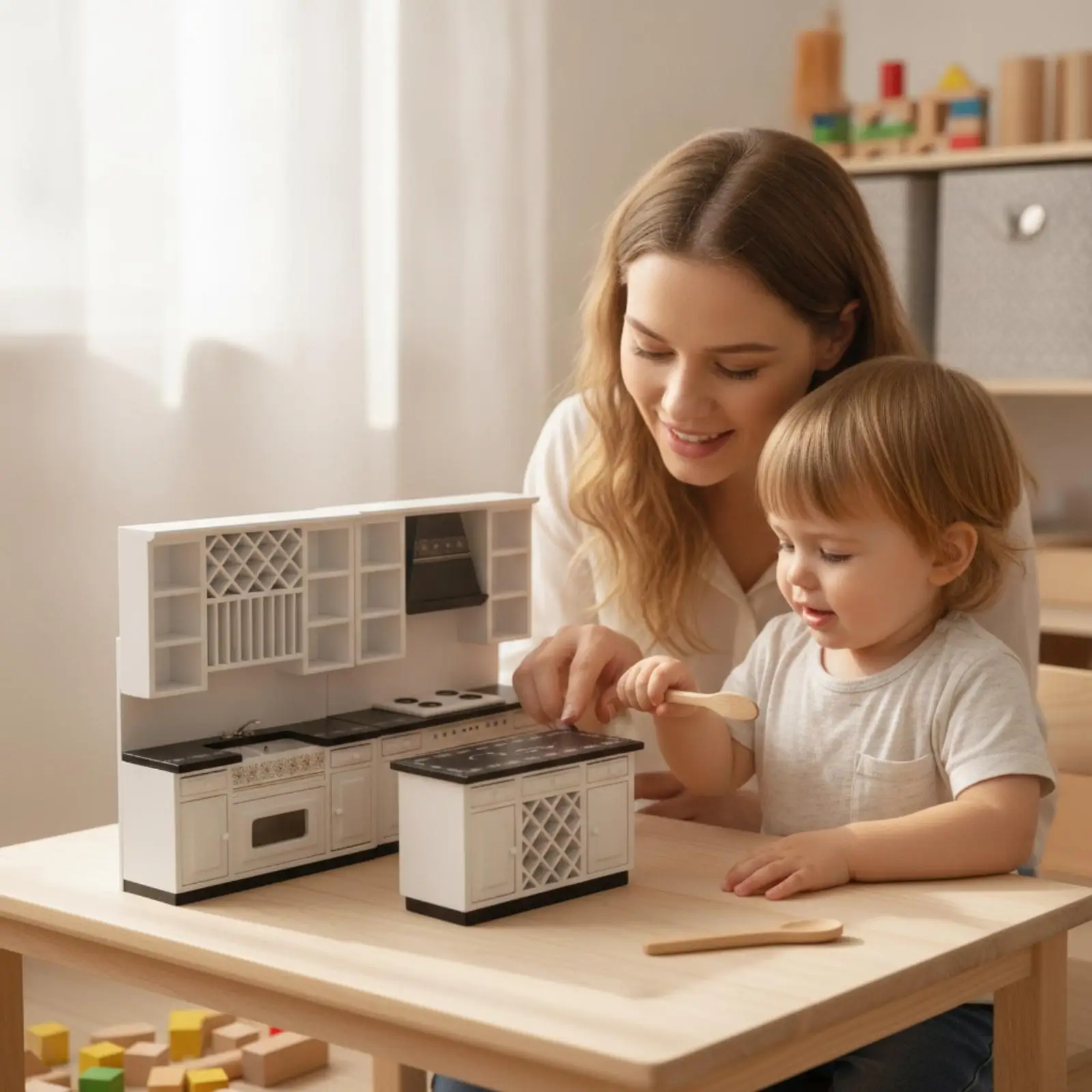 3 Pieces Dollhouse Furniture Realistic 1:12 Scale Dollhouse Kitchen Furniture Set Modern for Creative Displays