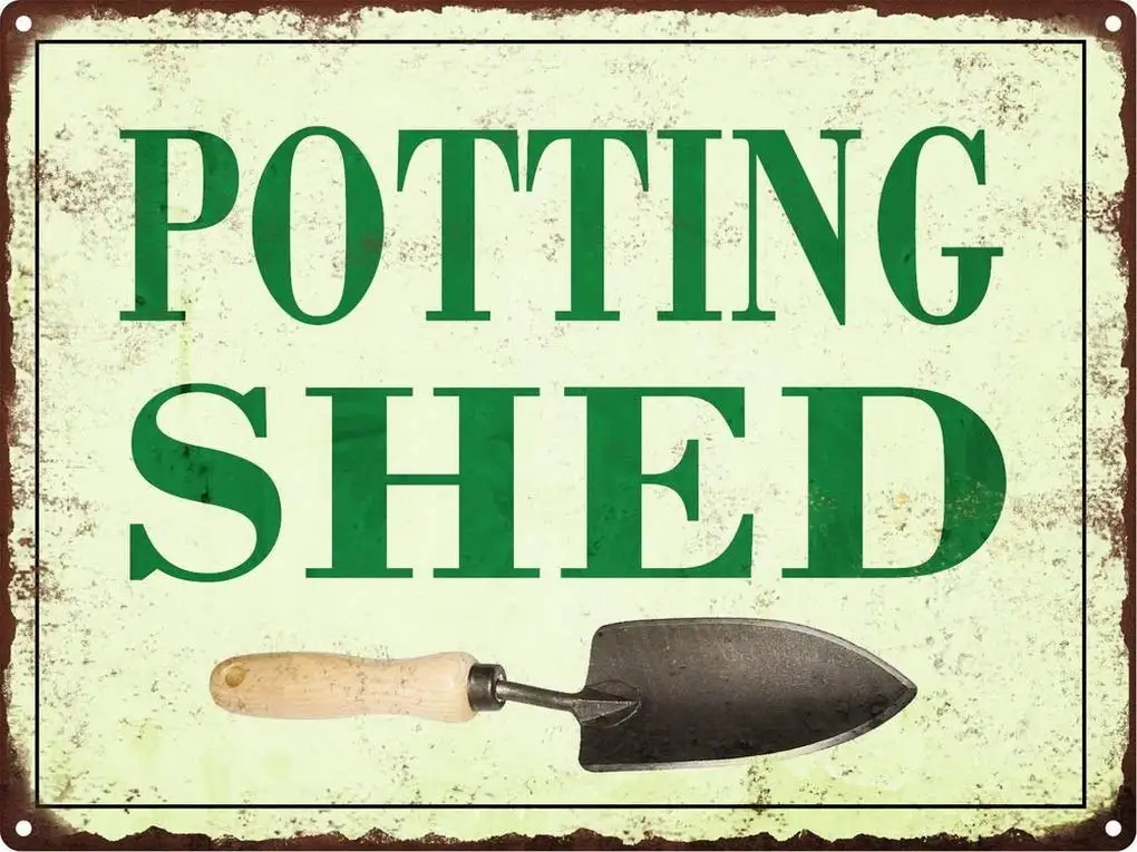 Potting Shed Metal Signs Vintage Look Rustic Garden Flowers Retro 12x12 Inch sign