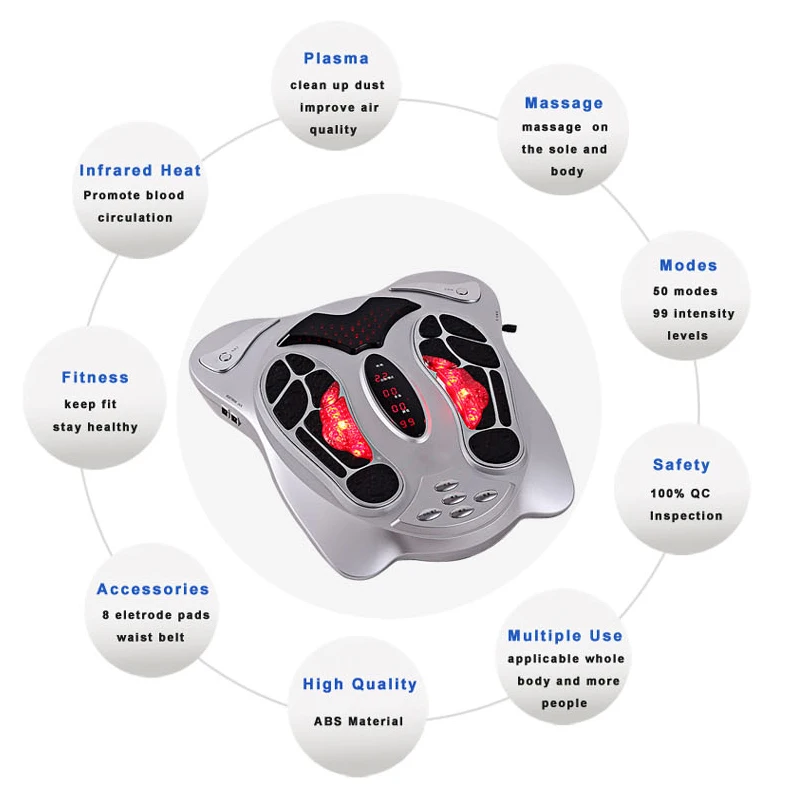 Electric Foot Massager Machine Heat Far Infrared Acupuncture Shiatsu Feet Massage Blood Circulation Device Body Physical Therapy