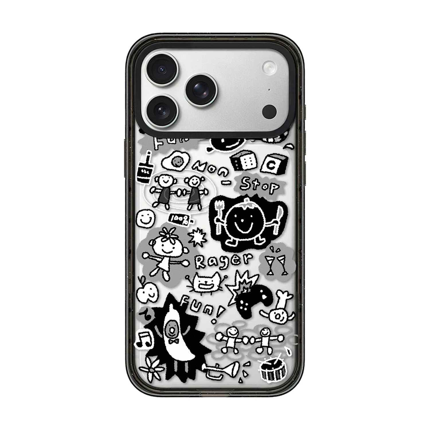 

Graffiti Cartoon Doll Acrylic Black Border Magnetic Case: Compatible with IPhone 17 16 15 14 13 12 Pro Max 17 Air