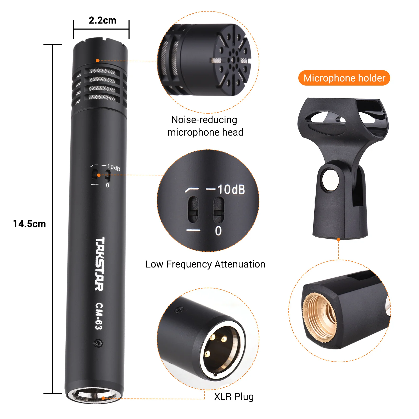 High Sound Source Instrument Recording TAKSTAR CM-63 Professional Diaphragm Condenser Microphone Moisture Resistant XLR