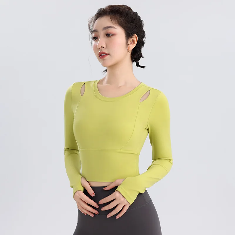

Women's Clothing with Padded Cups Long Sleeves Yoga Wear Training Exercise Tops Running Fitness Fashion Sexy