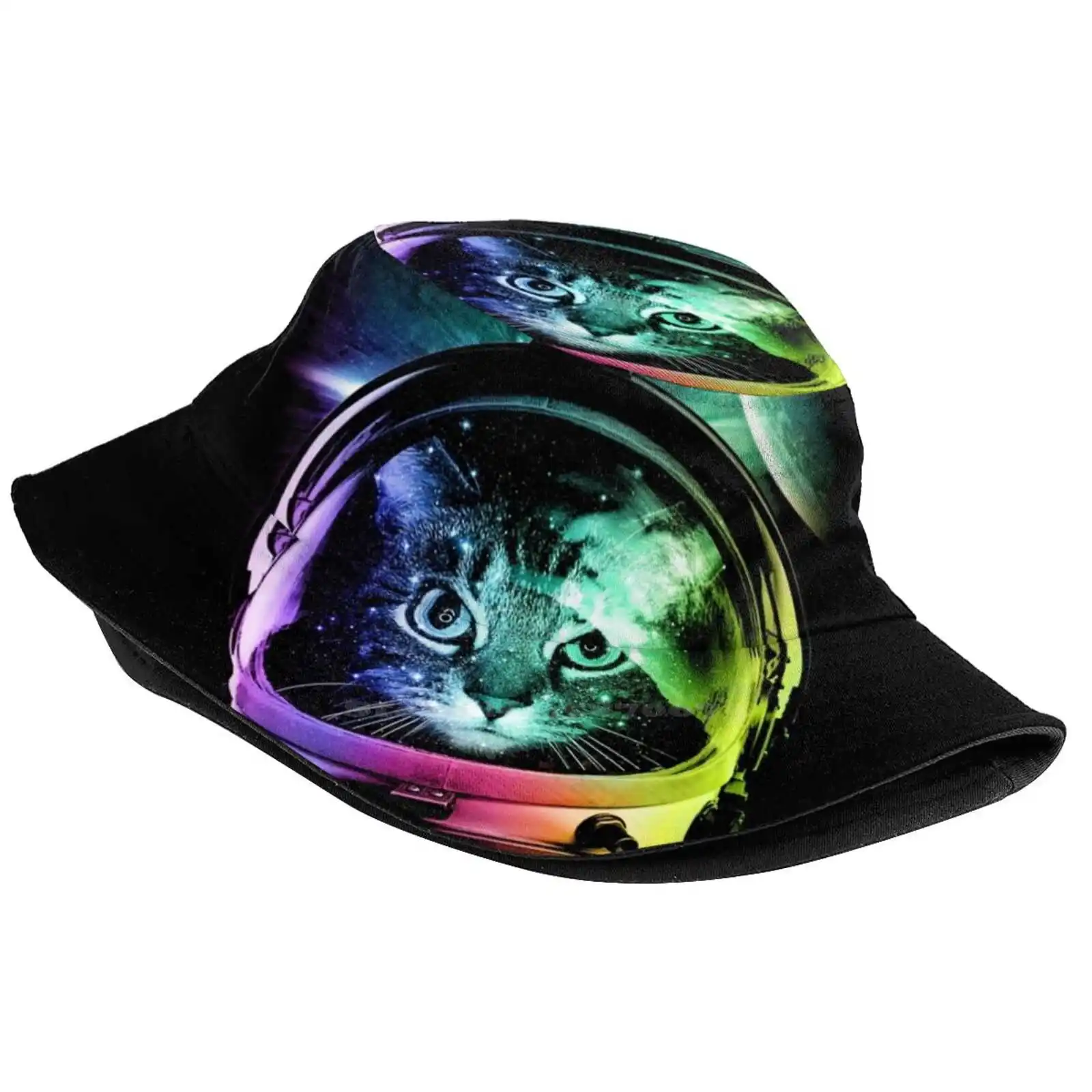 Astronaut Cat V.ii Bucket Hat Beach Tourism Hats Breathable Sun Cap Astronaut Cat Space Cat Space Kitten Cute Cat Cute Kitten