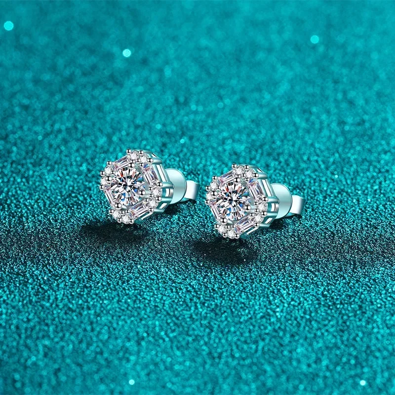 

Platinum Pt950 1.47CT Moissanite Stud Earrings for Women Square Cut Luxury Square Wedding Fine Jewelry Lab Diamond Earring Gift