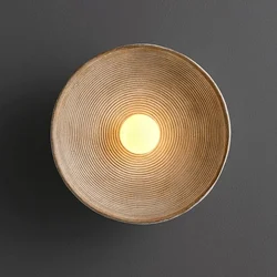 Retro Japanese Resin Wall Lamp Bedroom Bedside LED Circle Sconces Living Dining Aisle Home Decor Designer Vintage Wall Lighting