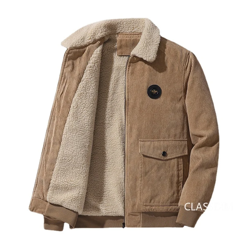 Men Corduroy Winter Coats Fleece Down Jackets Casual Jaquetas New Fashion Male Thicker Warm Parkas Short Winer Jackets Size 5XL