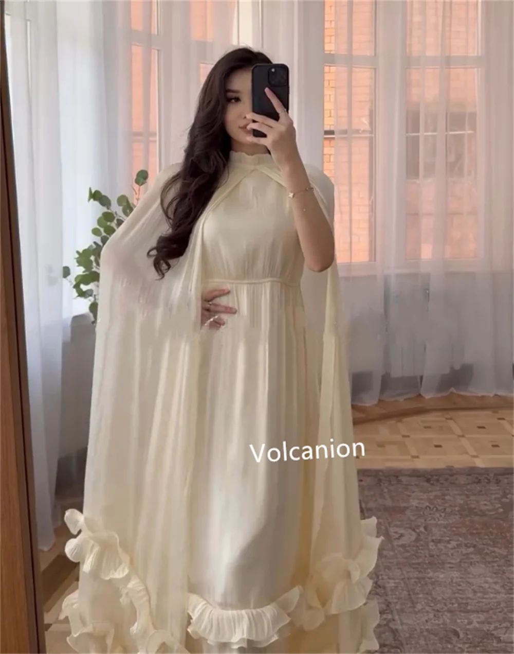 Шифоновые плиссированные платья трапециевидной формы с рюшами по индивидуальному заказу, повседневные простые платья миди на заказ, простые размеры в наличии