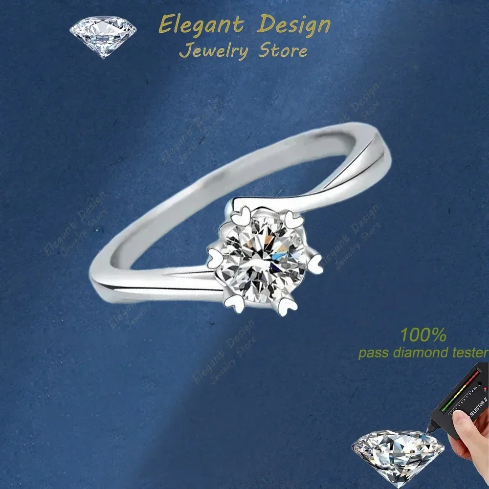 

Элегантный дизайн, сверкающее кольцо со снежинкой из муассанита 0,3/0,5 карата, платина PT950, шестизубый бриллиант для влюбленных на свадьбу милой девушке