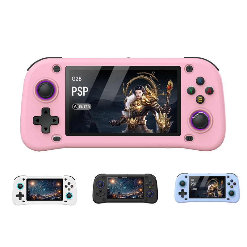 

G28 Retro Video Handheld Game Console 4.3 Inch HD IPS Screen Portable Pocket Video Player Pink 64GB/128GB Games Linux Game