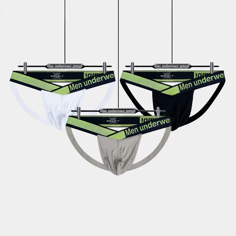 Men's Modal Breathable Double Thong 3D Convex Pouch Low Rise Contrast Elastic Waistband Spring Summer Underwear Briefs