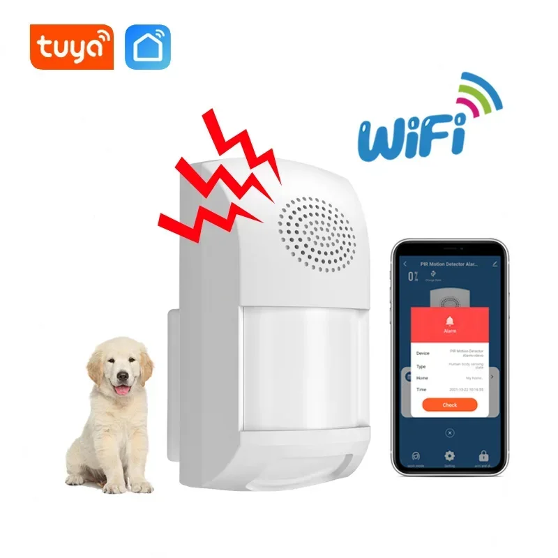 Tuya WiFi Infrared Detector PIR Motion Sensor 25kg Pet Immune Alarm Smart Life APP Push Message Compatible Alexa Google