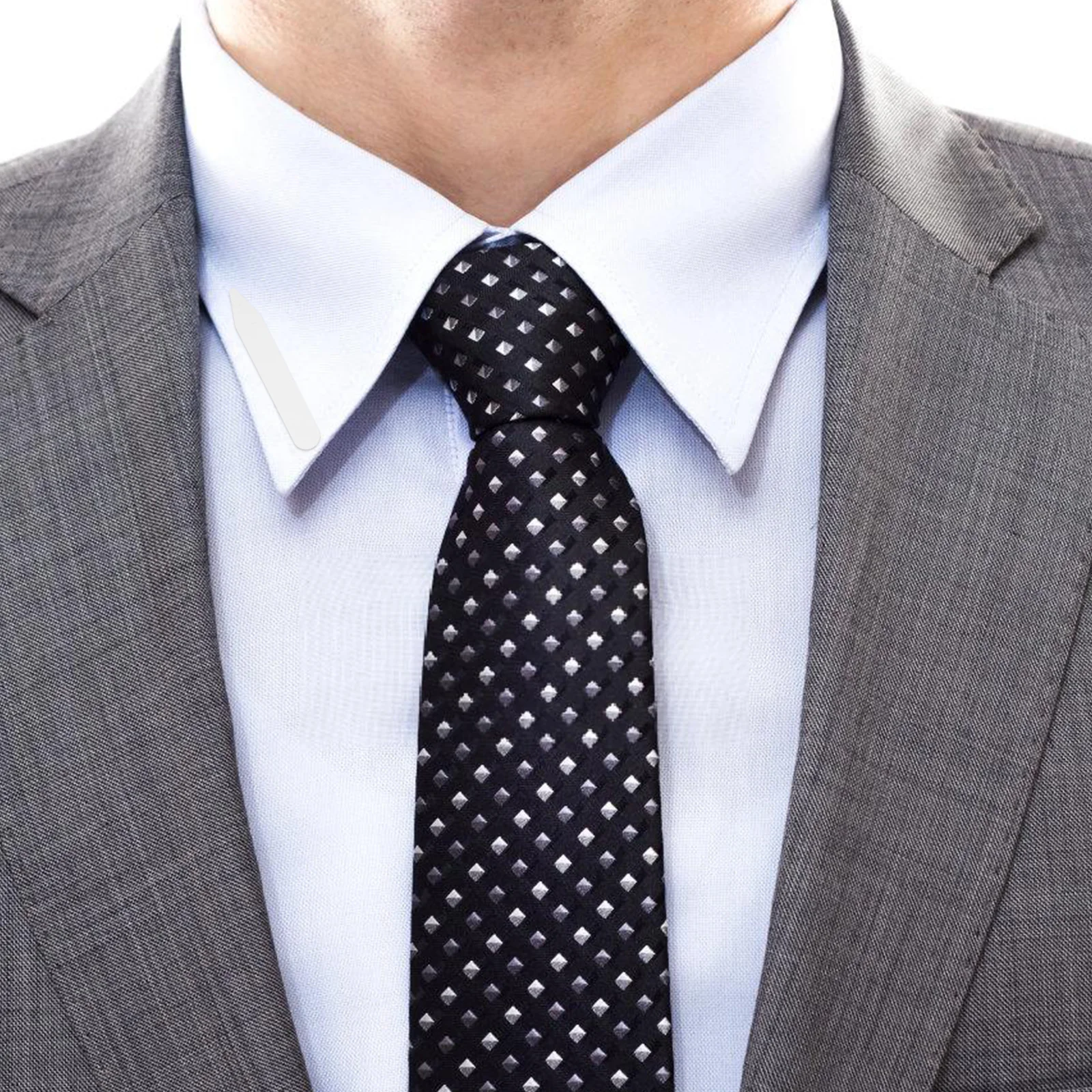 200 pz Collare Soggiorni Camicia di Plastica Bianca Supporto Ossa 2 pollici 2.6 pollici 2.8 pollici Accessori Uomo Cravatta Clip Gemelli