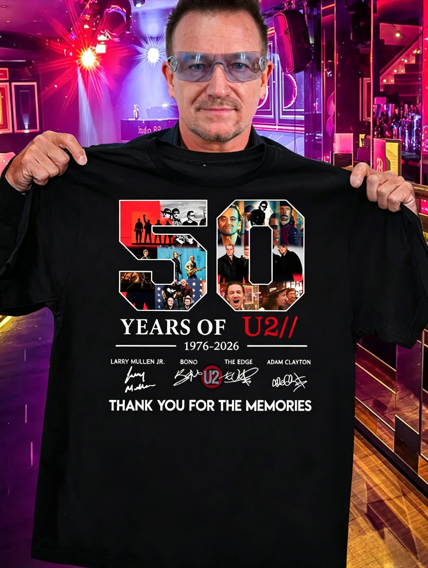 2026 U2 Band The Joshua Tree World Tour 1987 Front Back Graphic T Shirt Men, Crew Neck Oversized Casual Streetwear Top Mens