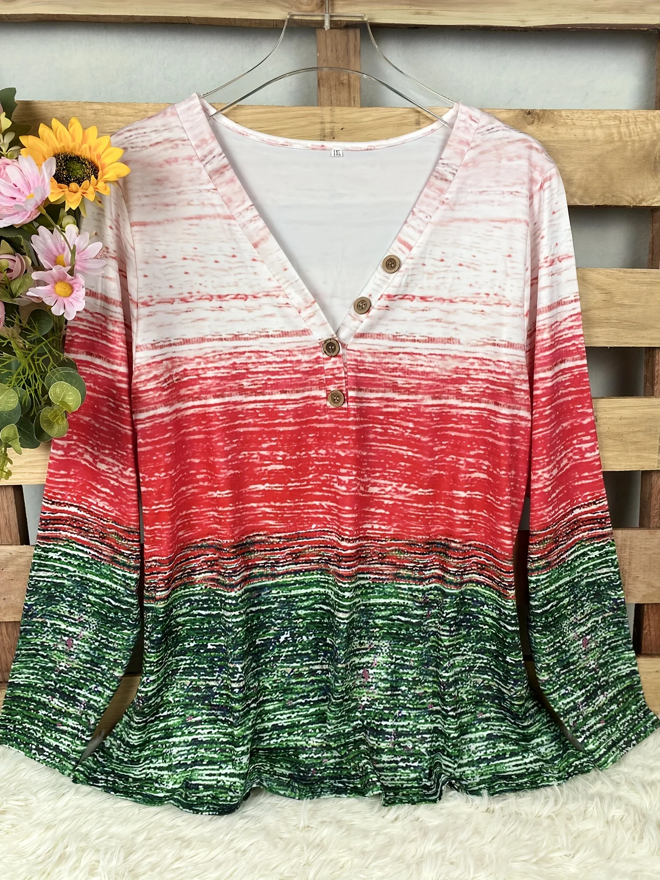 Plus Size Colorblock Gestreiftes T-Shirt Lässiges Rundhals-Langarm-T-Shirt Damen Plus Size Elegante Kleidung – Detail 11
