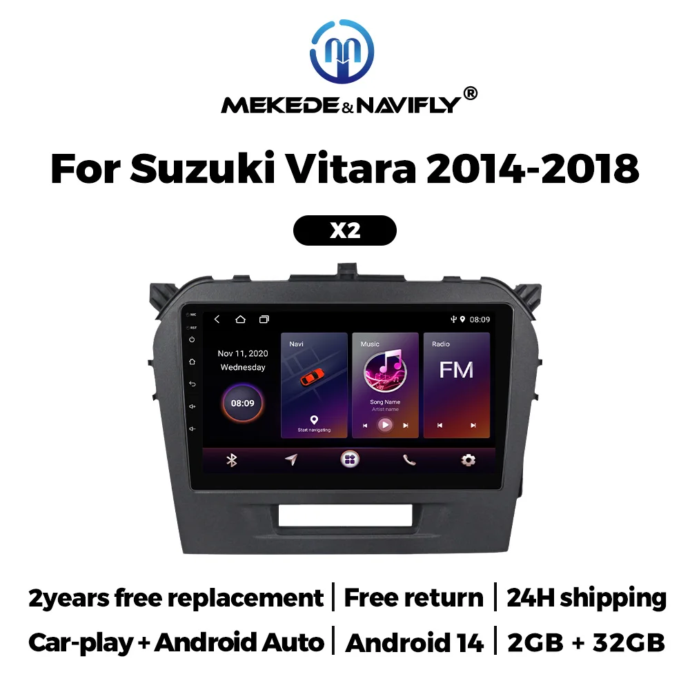 

MEKEDE Android14 9inch IPS Car radio Multimedia GPS Navigation player for Suzuki Vitara 2014-2018 Wireless CarPlay Android Auto