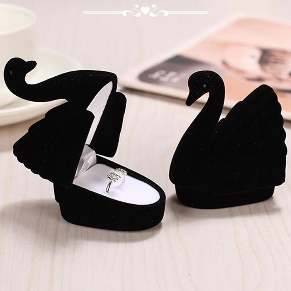 Ring Box Princess Swan Wedding Trinket Box Collectible Ring Earrings Jewelry Holder Gift Wrap Storage