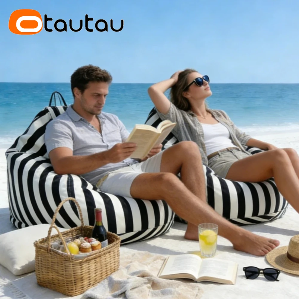 OTAUTAU Outdoor Waterproof Oxford Bean Bag Cover swim pool floats pouf DD046【No Filler Inside! Need To Buy Filler By Yourself !】
