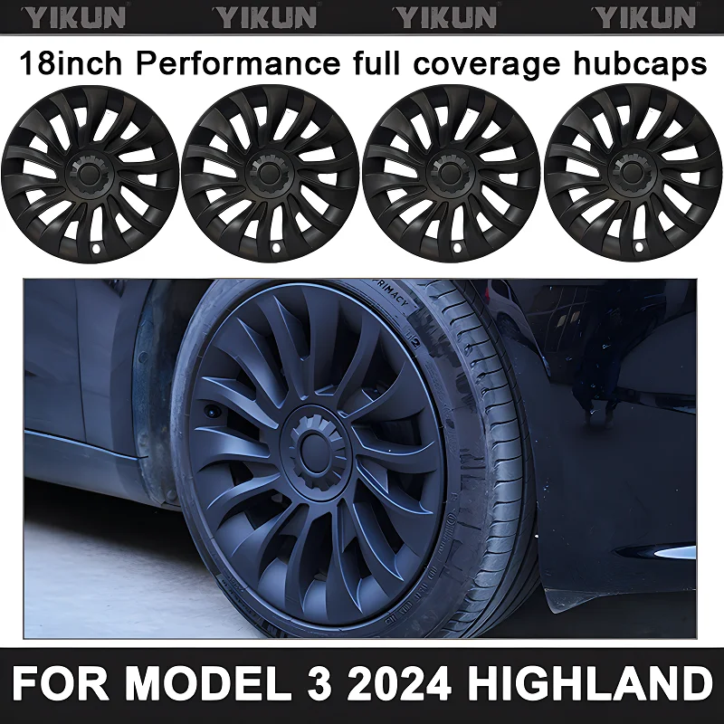 

4PCS HubCap Car for Tesla Model 3 Highland 2024 18 Inch Replacement Wheel Cap Automobile Full Rim Cover Accessories Wheel Cover