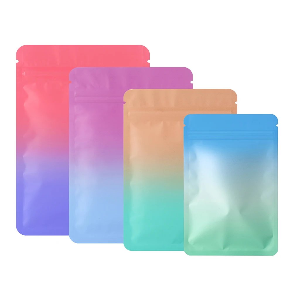 Double-Sided Gradient Blue-Green Bone-Colored Bags, Fifty Pieces, Double-Sided Aluminum Foil Light-Blocking Bags, Colorful Blind Bags, Sealed Bags, Gift and Jewelry Packaging Bags