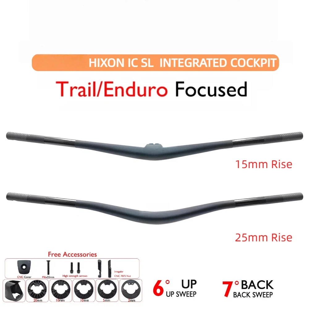 Hixon IC SL Carbon Integrierter Cockpit MTB Lenker 4 ° /5 ° 15/25mm Steigungsgrad für Sparks Frame XC Trail Enduro