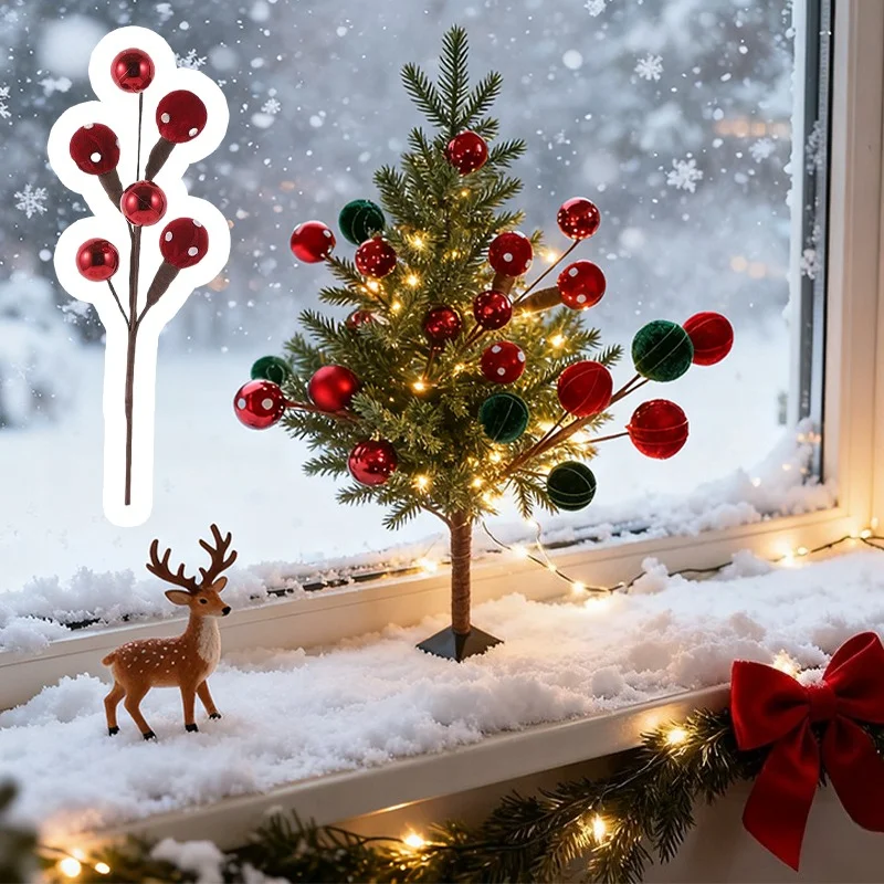 

Luxury Velvet Christmas Ball Branches Multicolored DIY Xmas Tree Decor Handmade Centerpieces for Party Home Holiday Decorations