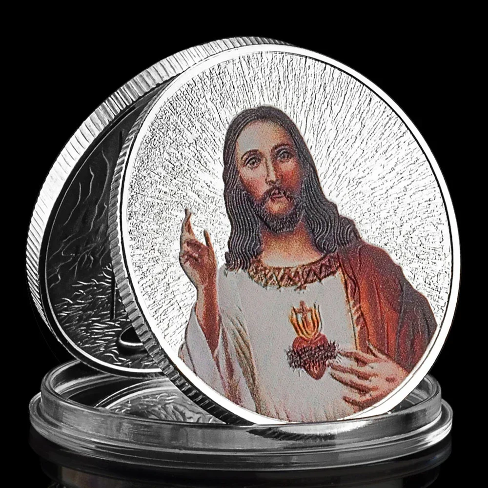 Silver Plated Commemorative Coin Collection Jesus Pattern God Loves The World Souvenir Gift Last Dinner Silver Jesus Coins