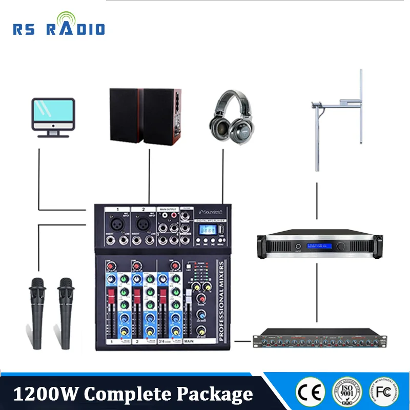 Transmisor FM de 1200W, paquete completo para estación de radio boardcast
