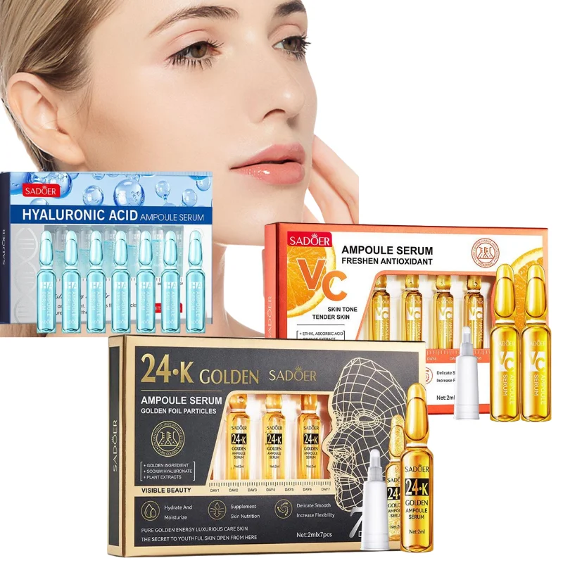 24K Gold Hyaluronic Acid Serum Vitamin C Ampoule Essence Deeply Moisturizing Whitening Facial Essence Suitable for All Skin Type