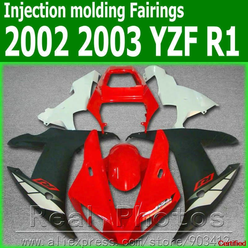 

Motorcycle Fairing Kit For YAMAHA Injection YZFR1 2002 2003 Red White Black YZF R1 02 03 Custom Fairings Set MX28