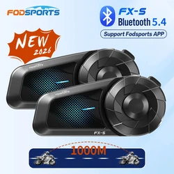 2pcs Fodsports FX-S Motorcycle Intercom Bluetooth Helmet Headset Wireless Moto Interphone,1000M,BT5.4,Support APP