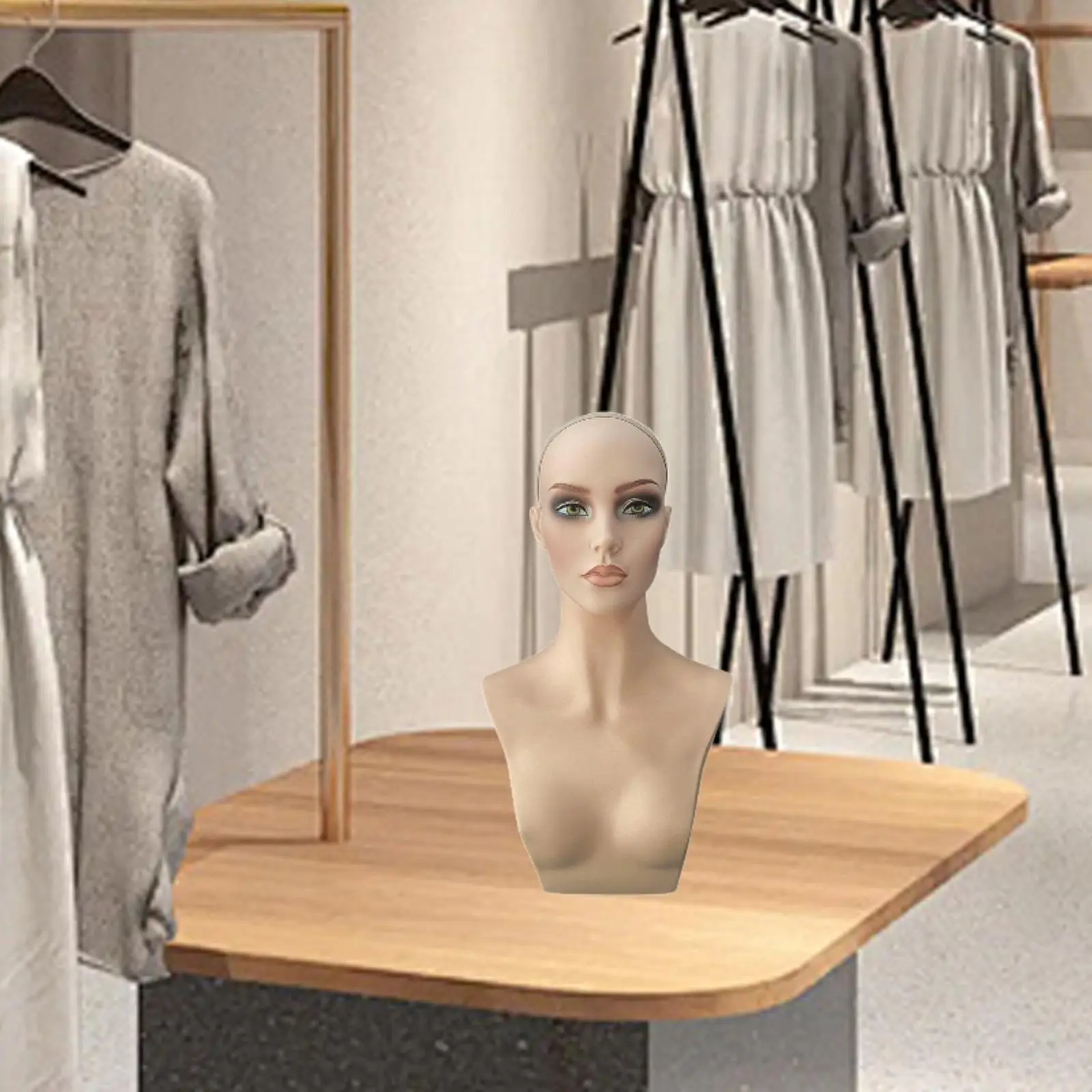 

Female Mannequin Head with Shoulder Wig Display Stand Realistic Multipurpose