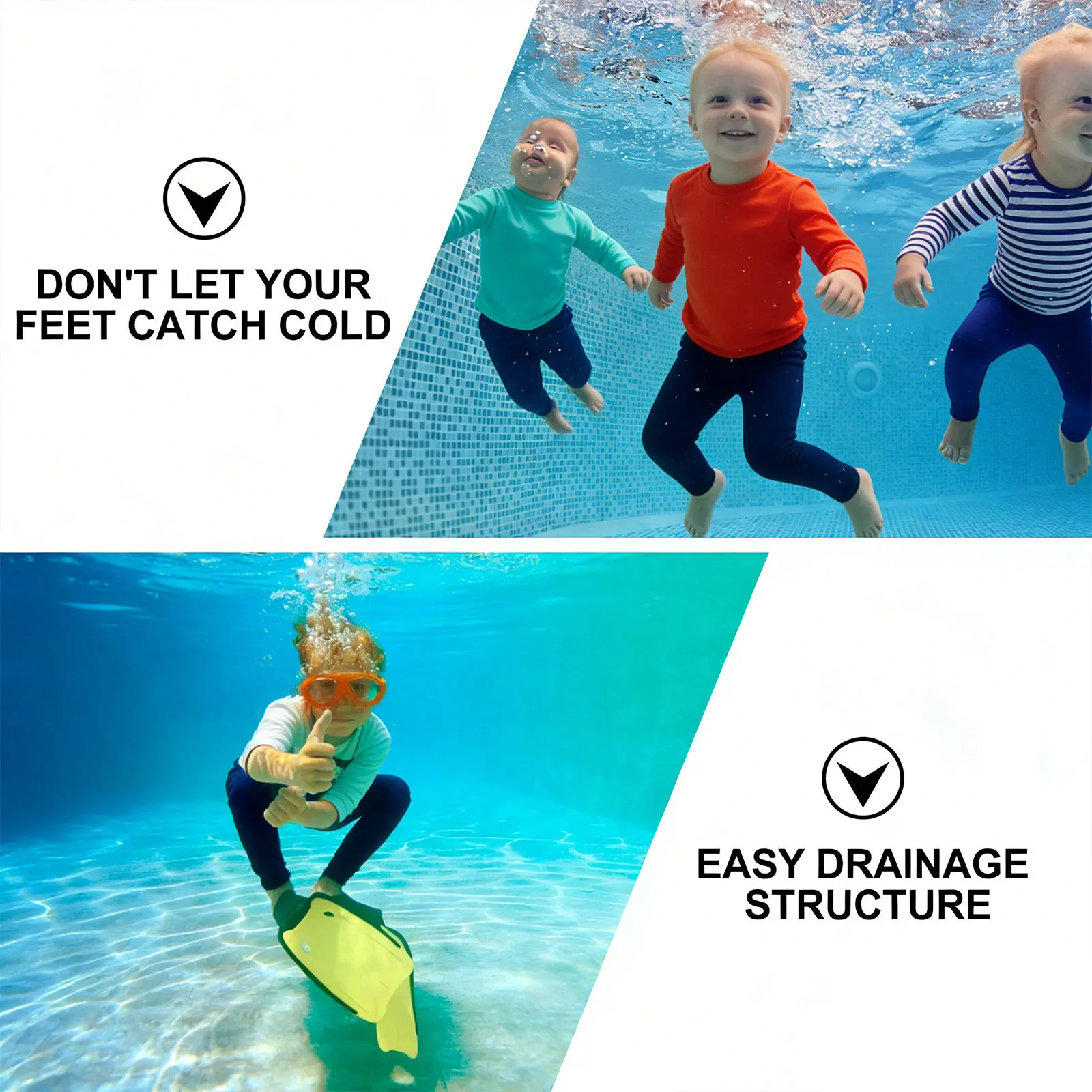 

1 пара детских регулируемых ласт с открытым задником для плавания, тренировок, снорклинга и дайвинга