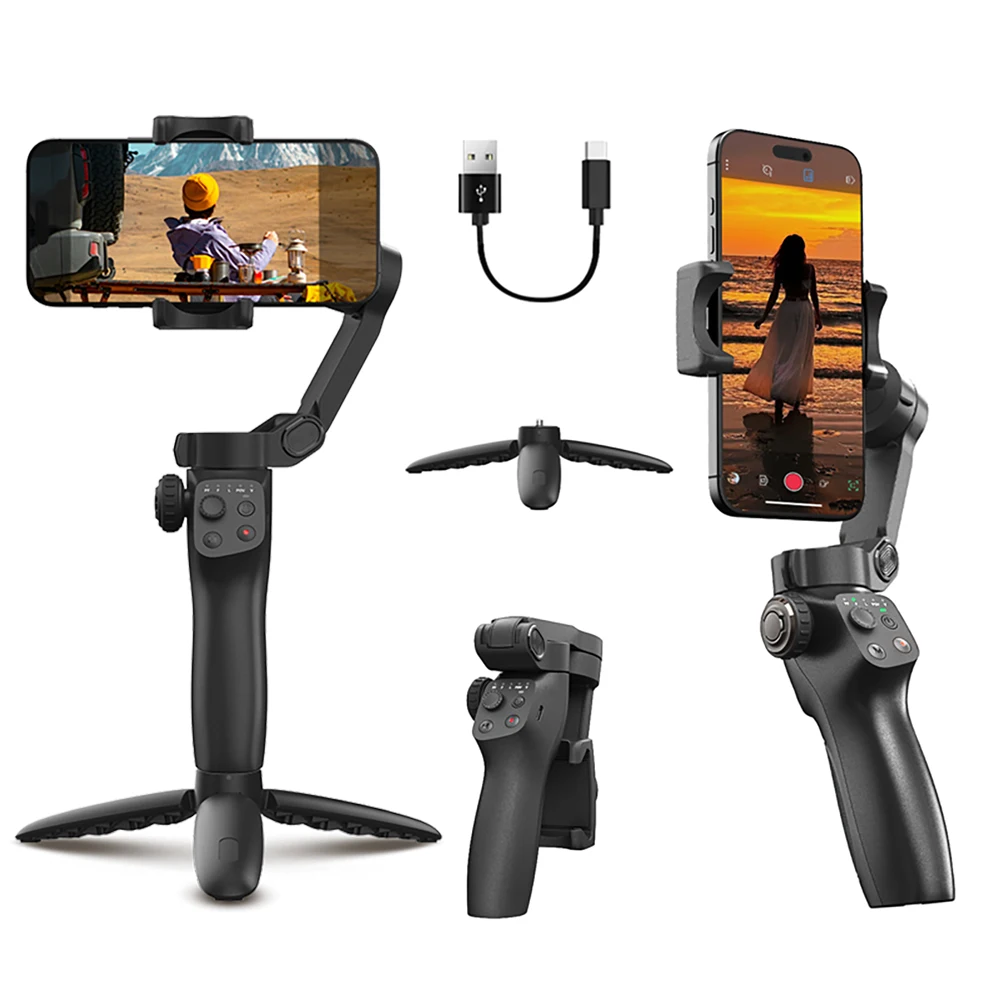 Funsnap Cm8 3-Achsen Faltbarer Smartphone-Gimbal: ein tragbarer, taschenformatiger Stabilisator mit Gestensteuerung, Zeitraffer- und Panoramafunktionen, ideal für Vlogging, Live-Streaming und