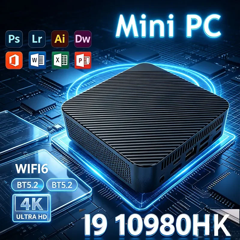 NEW Mini PC Intel Core i9 10980HK 4K 16GB RAM 1TB 2TB SSD WiFi6 BT5.2 Portable Gaming Computer Office PC Desktop