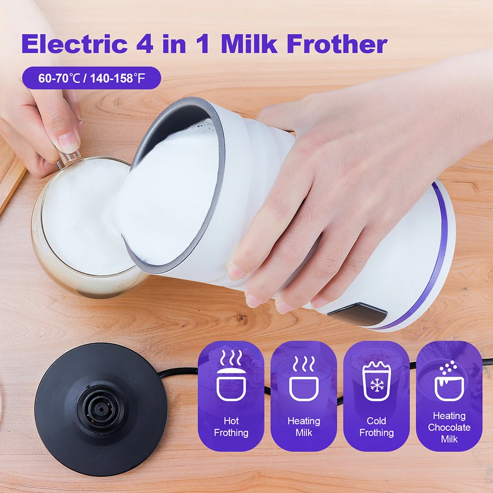 4-IN-1 Elektrische Milchaufschäumer Milch Schaum Maschine Für Kaffee Cappuccino Latte Heißer Kalten Schaum Maker Automatische milchaufschäumer Schäumer