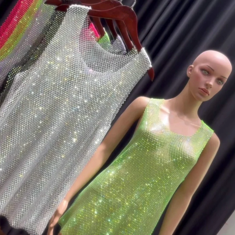 

Сексуальный блестящий жилет со стразами для мужчин и женщин с круглым вырезом без рукавов, полый топ для вечеринок и клубов, сетчатая прозрачная одежда