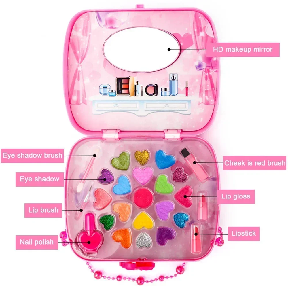 Funny Make Up Toy Pretend Play Kid Makeup Set Safety Non-toxic Makeup Kit Toy Girls Dressing Cosmetic Travel Box Girl Beauty Toy