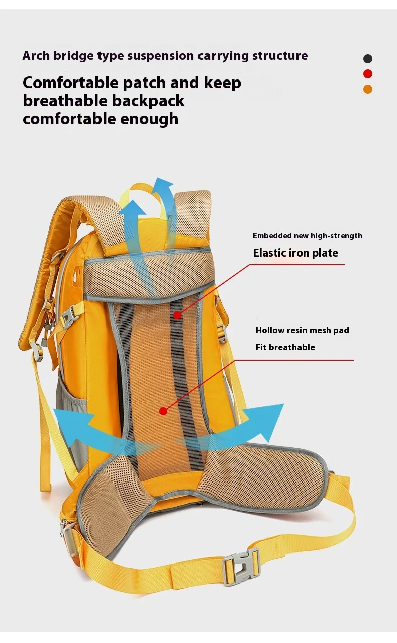 Nylon Wasserdichter Rucksack Casual Outdoor 35L Große Kapazität Reiserucksäcke Wandern Camping Bergsteigen Tasche Jugend Sporttaschen – Detail 4