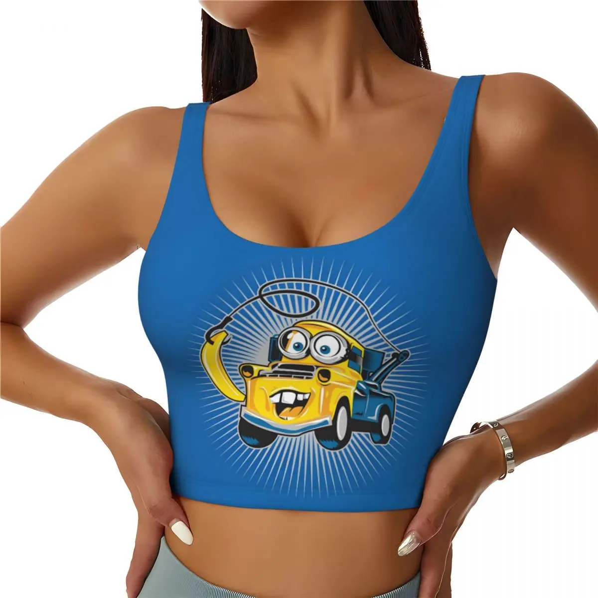 

Custom Lightning McQueen Workout Crop Tank Tops for Women Cars Anime Yoga Sports Bras