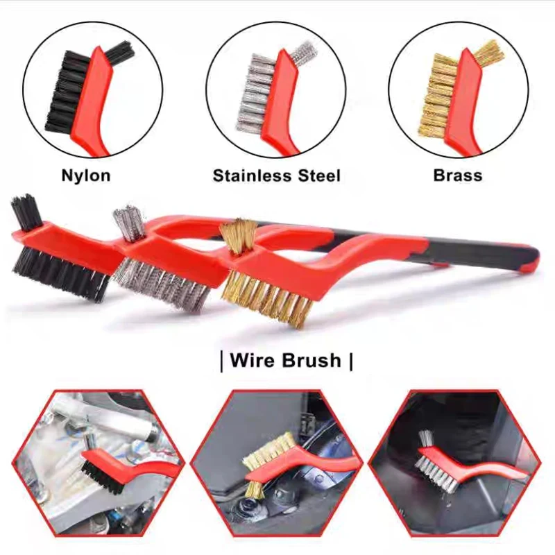 Kitchen Car Detailing Metal Cleaning Brush Wire Brush Wheel  Gas Stove Pot Gap Long Handle Hand Tool For Removing Oil Film Rust