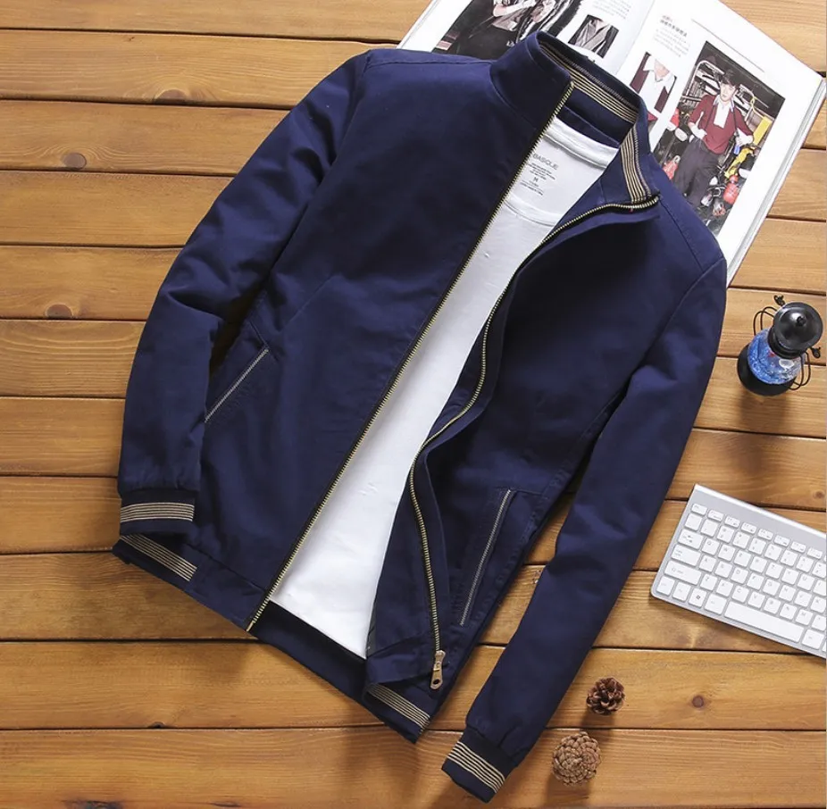 2026 Spring and Autumn Cotton Solid Color Men's Jacket Casual Loose Jacket