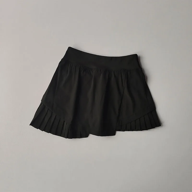 Saia Curta Esportiva de Cintura Alta, Saia Plissada de Secagem Rápida, Cool Anti-Brilho, Incluindo Shorts Forrado, Fitness Yoga, Verão, Novo Estilo