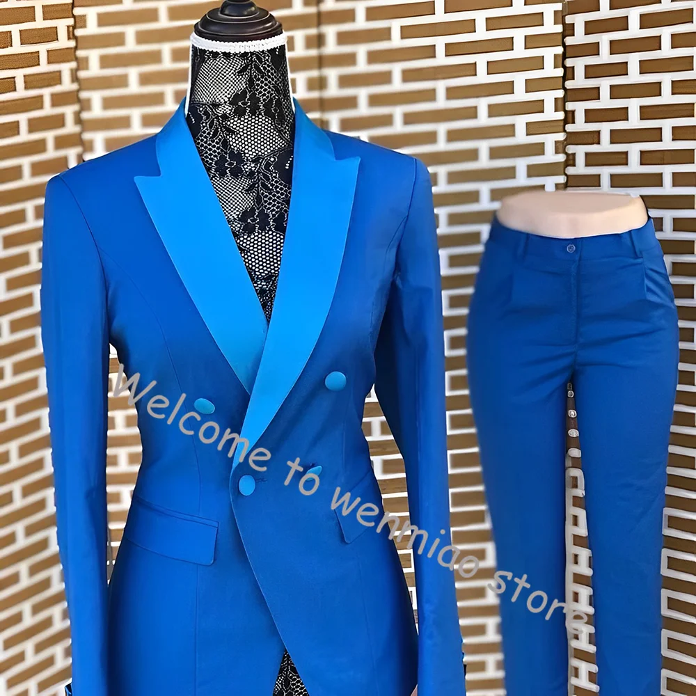 Women\'s Suit 2 Piece Set Double Breasted Jacket Pants Set Wedding Mom Formal Dress Business Workwear Ladies