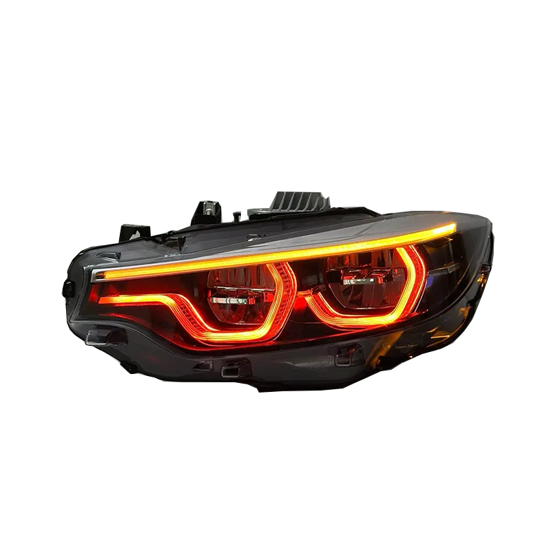 

Автомобильные световые приборы для BMW 4 серии F80 F82 F32 F36 V2 в стиле IKON, 13-20, трехцветные (желтый/белый/красный) ДХО, с переключателем, Plug&Play