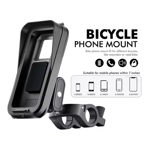 ABS Bicycle Cell Phone Waterproof and Anti-fog Cell Phone Holder 360 Degree Rotation (Double Tube, Only for Bicycle)